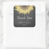 Sticker Carré Tournesol Chalkboard Russe Mariage Merci (Sac)
