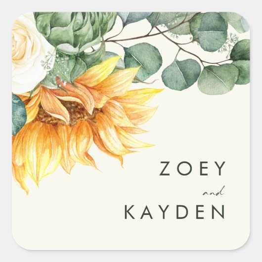 Sticker Carré Tournesol de pays Mariage jaune (Devant)