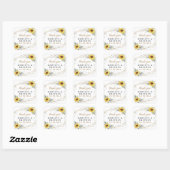 Sticker Carré Tournesol Géométrique Merci Mariage (Feuille)