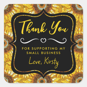 Sticker Carré Tournesol jaune mosaïque verre petite entreprise