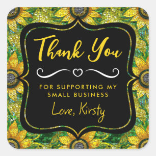 Sticker Carré Tournesol Jaune Mosaïque Verre Petite Entreprise