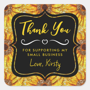 Sticker Carré Tournesol Jaune Mosaïque Verre Petite Entreprise