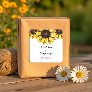 Sticker Carré Tournesol mariage jaune