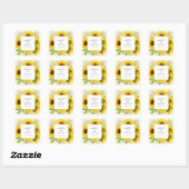 Sticker Carré Tournesol | Phoques d'enveloppes de Mariage jaune (Feuille)