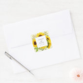 Sticker Carré Tournesol | Phoques d'enveloppes de Mariage jaune (Enveloppe)