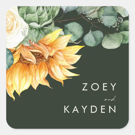 Sticker Carré Tournesol | Phoques Mariages verts (Devant)