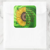 Sticker Carré Tournesol tiré à la main et citation (Sac)