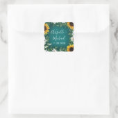 Sticker Carré Tournesol turquoise Mariage rustique Faveurs Stick (Sac)
