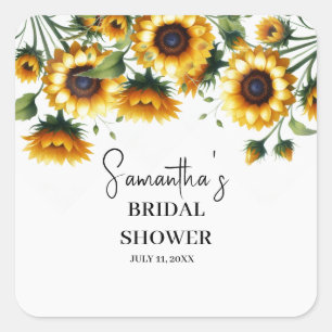 Sticker Carré Tournesols Fleurs Jaunes Mariage Rustique