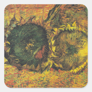 Sticker Carré Tournures de soleil de Van Gogh - Art floral doré
