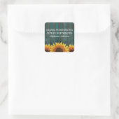 Sticker Carré Tourquoise Bois Rustique Tournesol Mariage Faveurs (Sac)