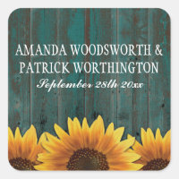 Tourquoise Bois Rustique Tournesol Mariage Faveurs