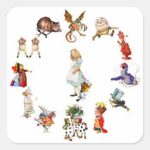 Sticker Carré Tout autour d'Alice au pays des merveilles