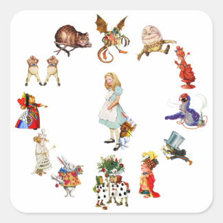 Sticker Carré Tout autour d'Alice au pays des merveilles
