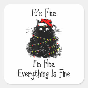 Sticker Carré Tout est fin Noël clair Noir