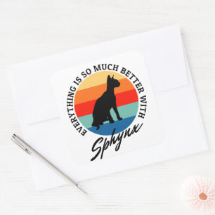 Sticker Carré Tout est meilleur avec les chats Sphynx Citation