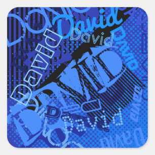 Sticker Carré Tout nom personnalisable créatif bleu