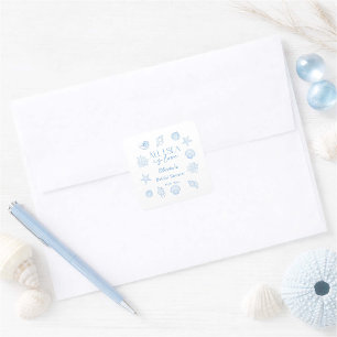 Sticker Carré Toute la mer n'est qu'amour Baby Shower 