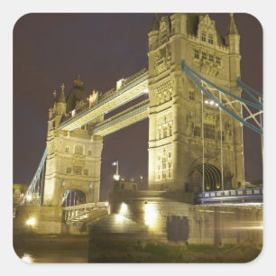 Sticker Carré Tower Bridge et River Thames à la tombée de la n