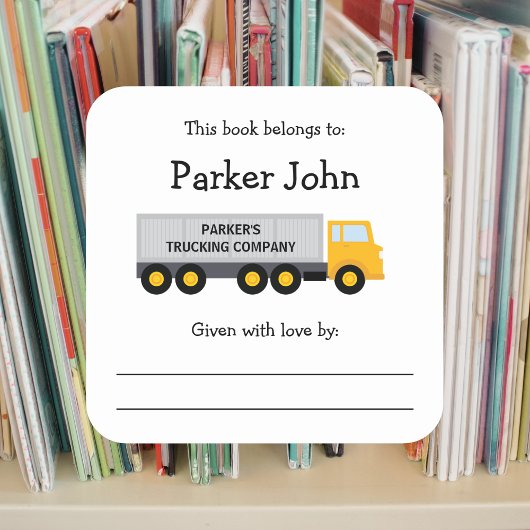 Sticker Carré Tracteur Trailer Camion plaque pour enfants