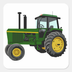 Sticker Carré Tracteur vert