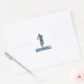 Sticker Carré Trail Mountain Biker Downhill (Enveloppe)
