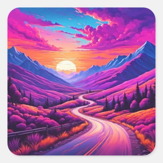 Sticker Carré Trails I Travel Miles Design (Devant)