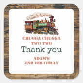 Sticker Carré Train Deuxième fête d'anniversaire Chugga Chugga D (Devant)