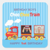 Sticker Carré Train Jouet Toddler Boy Birthday Blue (Devant)