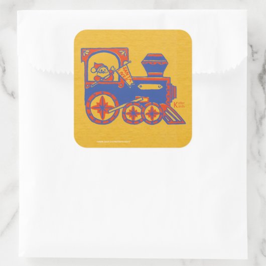 Sticker Carré Train père Noël (Sac)