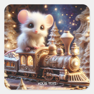 Sticker Carré Train Whimsical Imaginaire Mouse
