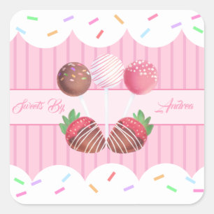 Sticker Carré Traiter Les Fraises De Chocolat Et Les Pop De Gâte