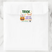 Sticker Carré Traiter ou traiter Halloween QR Code Treat (Sac)