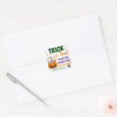 Sticker Carré Traiter ou traiter Halloween QR Code Treat (Enveloppe)