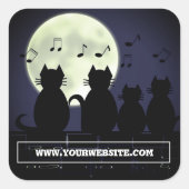 Sticker Carré traiteur, Chats au clair de lune. (Devant)