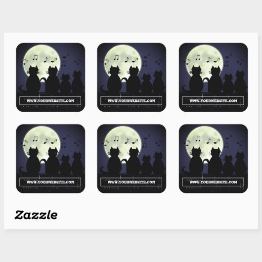 Sticker Carré traiteur, Chats au clair de lune. (Feuille)