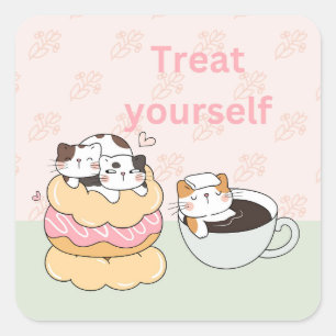 Sticker Carré Traitez-Vous Les Chats