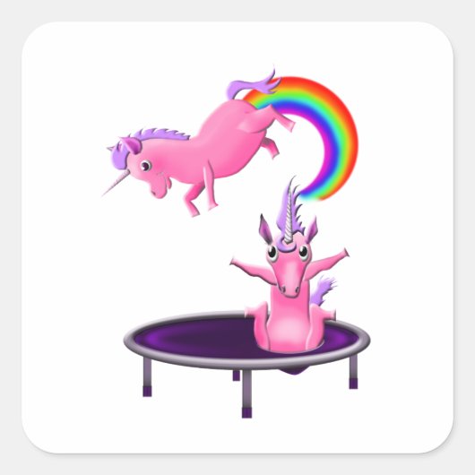 Sticker Carré trampoline licorne (Devant)
