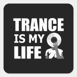 Sticker Carré Trance Techno Music Rave DJ House Dance Idée cadea