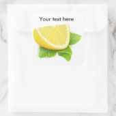 Sticker Carré Tranches de citron avec feuille de menthe (Sac)