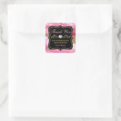 Sticker Carré Tranches de géode d'agate rose et petite entrepris (Sac)