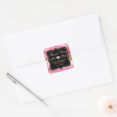 Sticker Carré Tranches de géode d'agate rose et petite entrepris (Enveloppe)