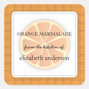 Sticker Carré Tranches orange avec Plaid de la cuisine du Étique