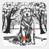 Sticker Carré TRANQUIL GLEN Golden Retriever (Devant)