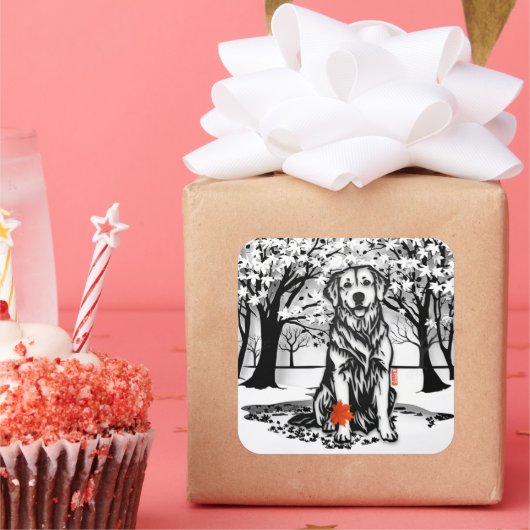 Sticker Carré TRANQUIL GLEN Golden Retriever (Fête)