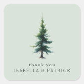 Sticker Carré Tranquil Green Watercolor Tree (Devant)