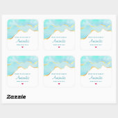 Sticker Carré Tranquille Tropical Vert & Or Bordure Cuisine (Feuille)