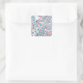 Sticker Carré Trans Pride Zen Doodle Abstrait rose bleu blanc (Sac)