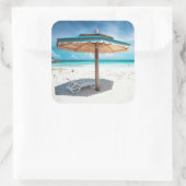 Sticker Carré Transat De Plage Et Parapluie | Silver Sands Beach (Sac)