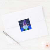 Sticker Carré Translucent Glass Gnome Figurine with Custom Name (Enveloppe)